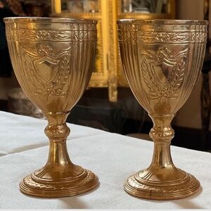 Vintage Corbell & Co. Gold Plated Mini Cordials Liqueur Set 2 Goblets 3.5”